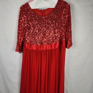 open lace back dress Double V Neck Mermaid Sequin Mesh Prom Dress main image 1